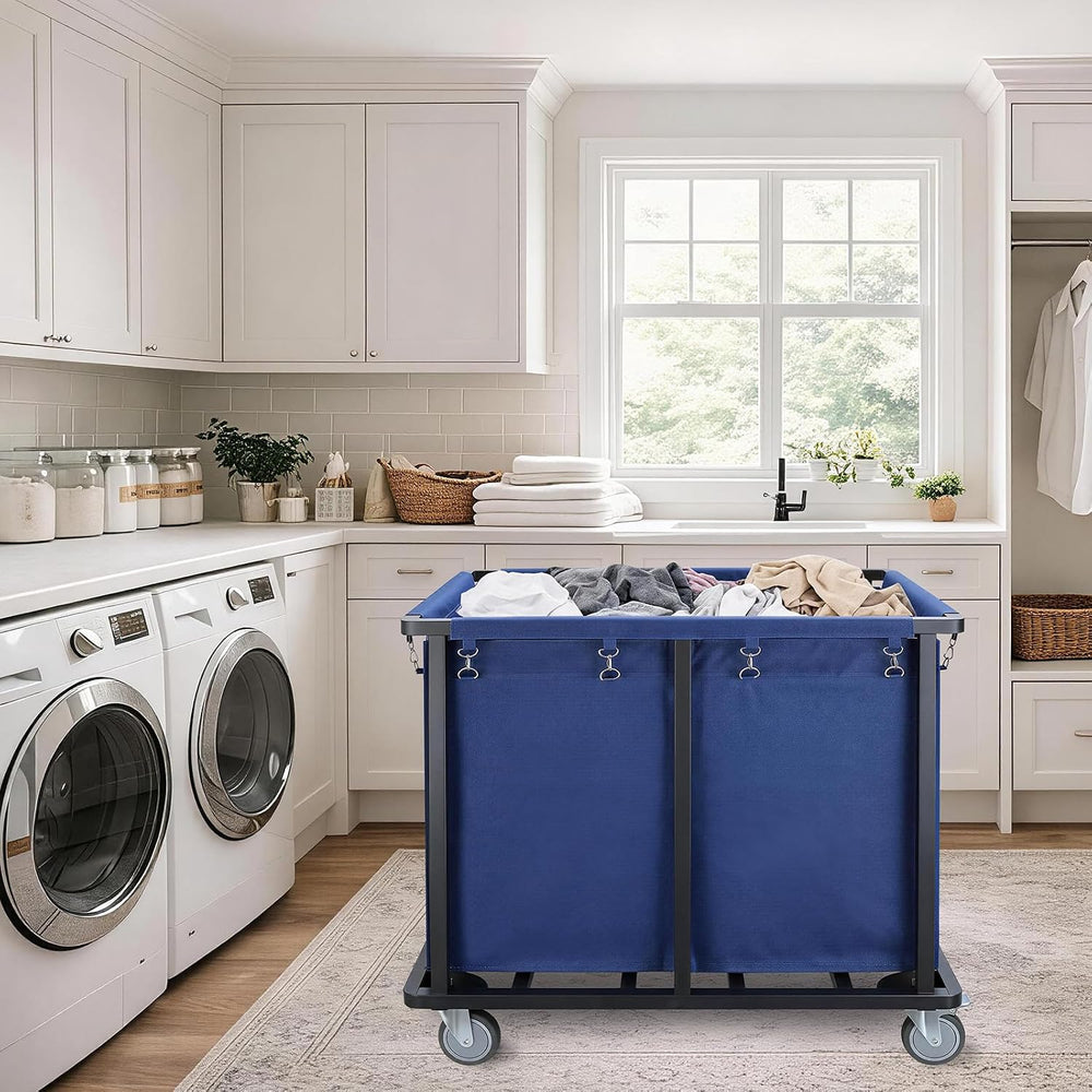 Commercial Laundry Cart with Wheels,600 LBS Rolling Laundry Cart