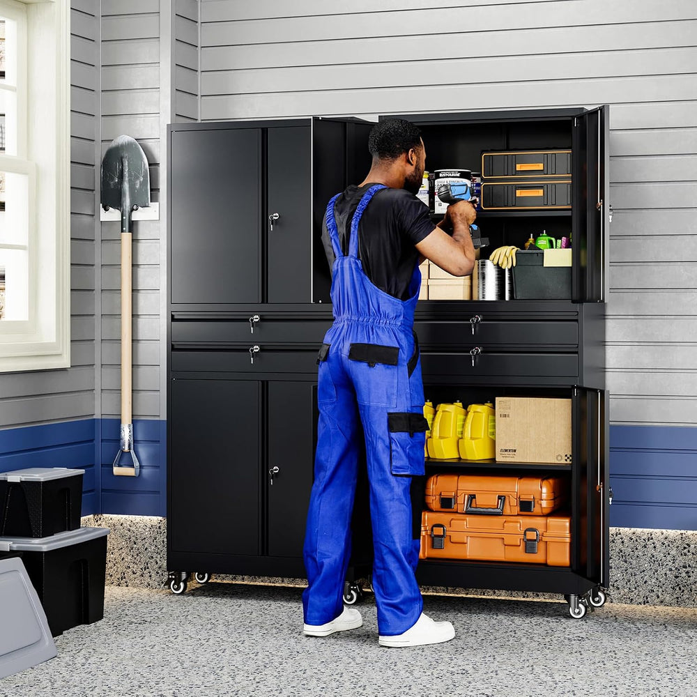 Yizosh Metal Garage Storage Cabinet with Locking Doors and Adjustable Shelves...