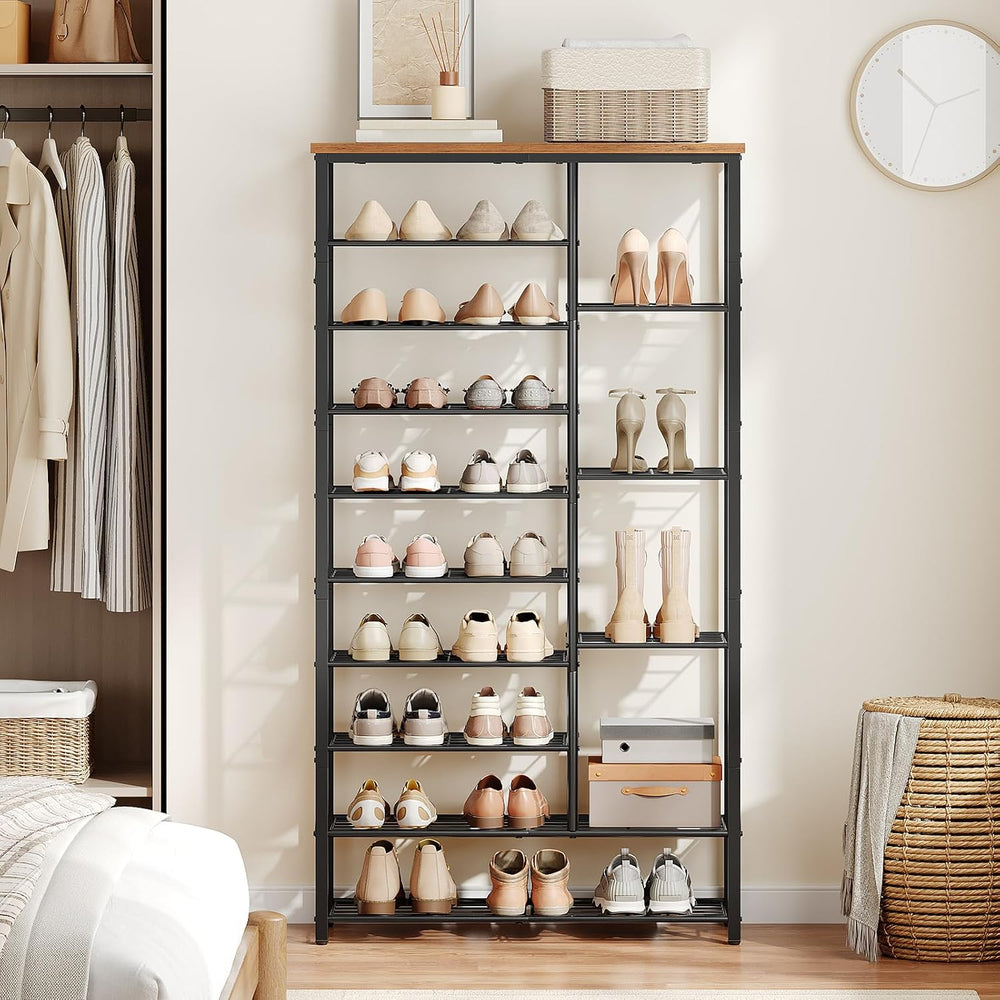 HOOBRO 10 Tier Shoe Rack for Entryway, Large Capacity Tall Shoe Storage