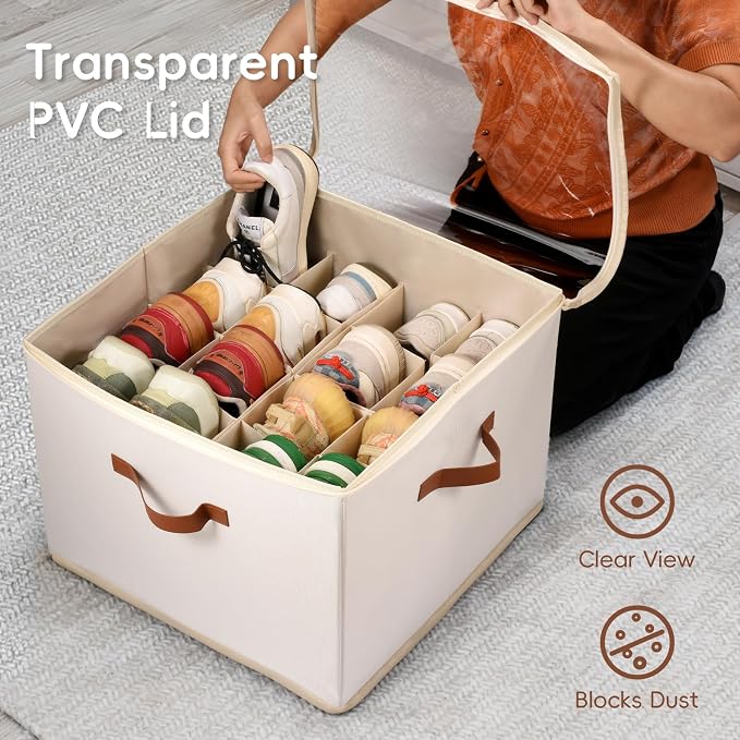 Shoe Organizer for Closet, 3 Pack Shoe Storage Bins