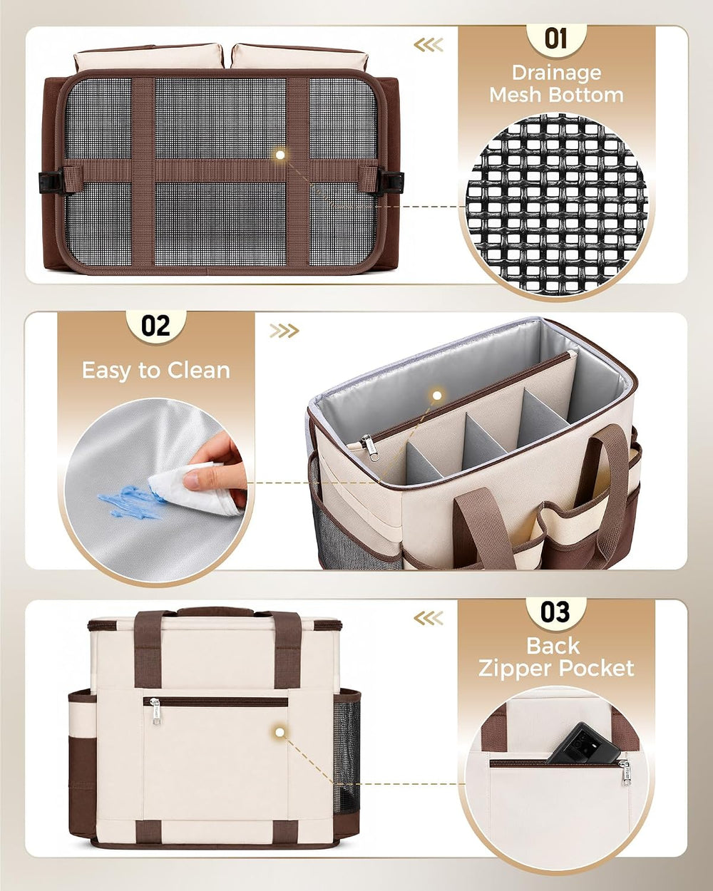 Ytonet Cleaning Caddy with 4 Spinner Wheels, Rolling Cleaning Caddy Bag