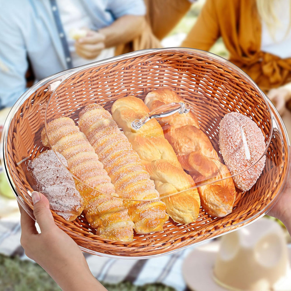 Hushee 2 Set Bread Basket with Lid,15.75 x 11.81 Inch