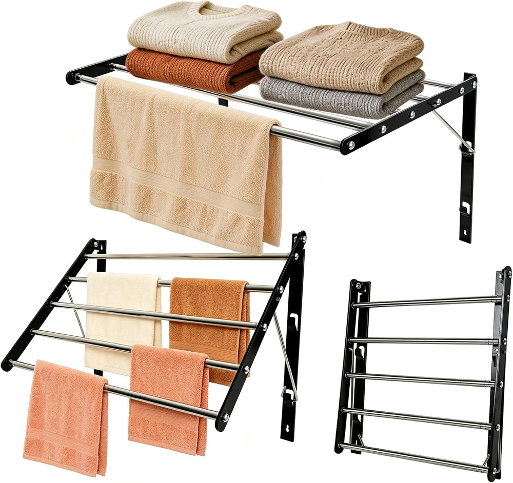 Wall Mounted Drying Rack, Foldable Laundry Rack, 13–23" Adjustable Width
