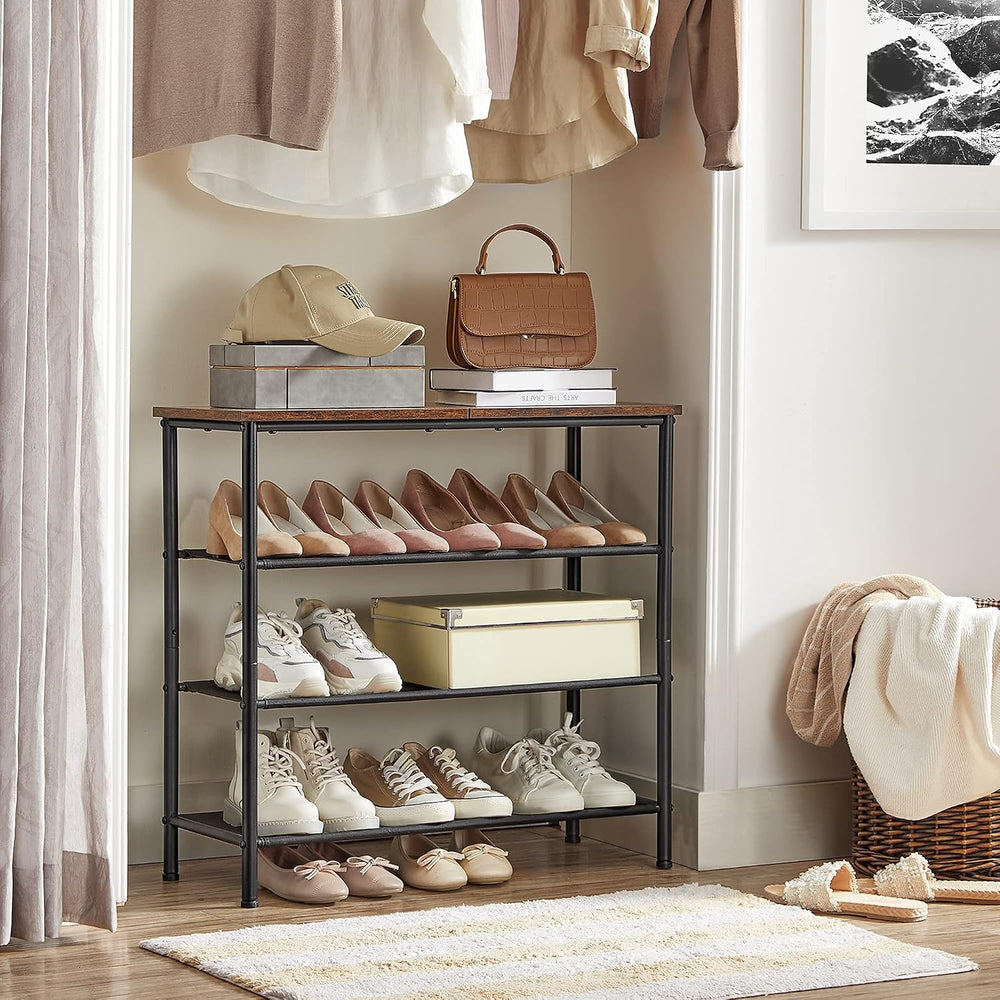 VASAGLE 4-Tier Shoe Rack, 9-12 Pairs, Steel Frame