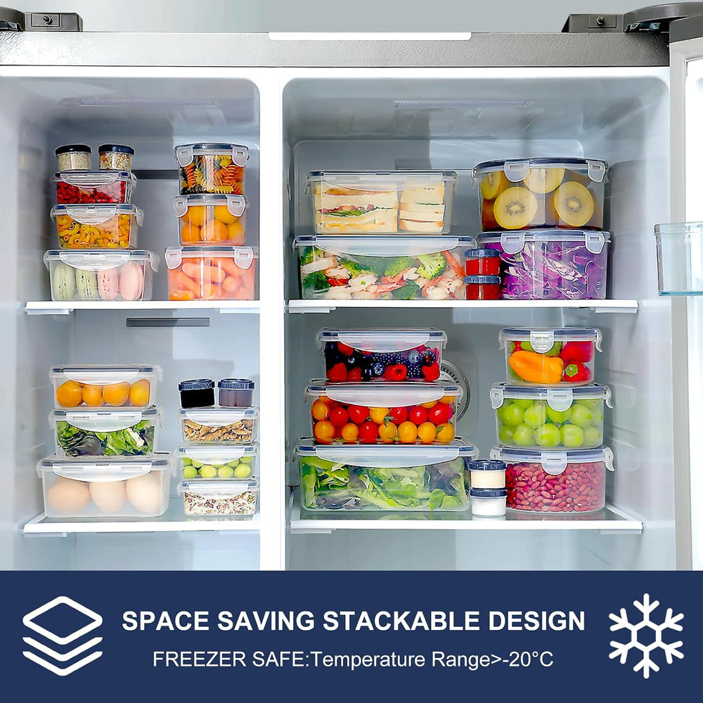 60-Piece Large Food Storage Containers Set - Leakproof, BPA-Free Plastic with...