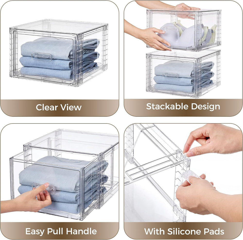 Vtopmart 6 Pack Clear Stackable Storage Bins 15QT