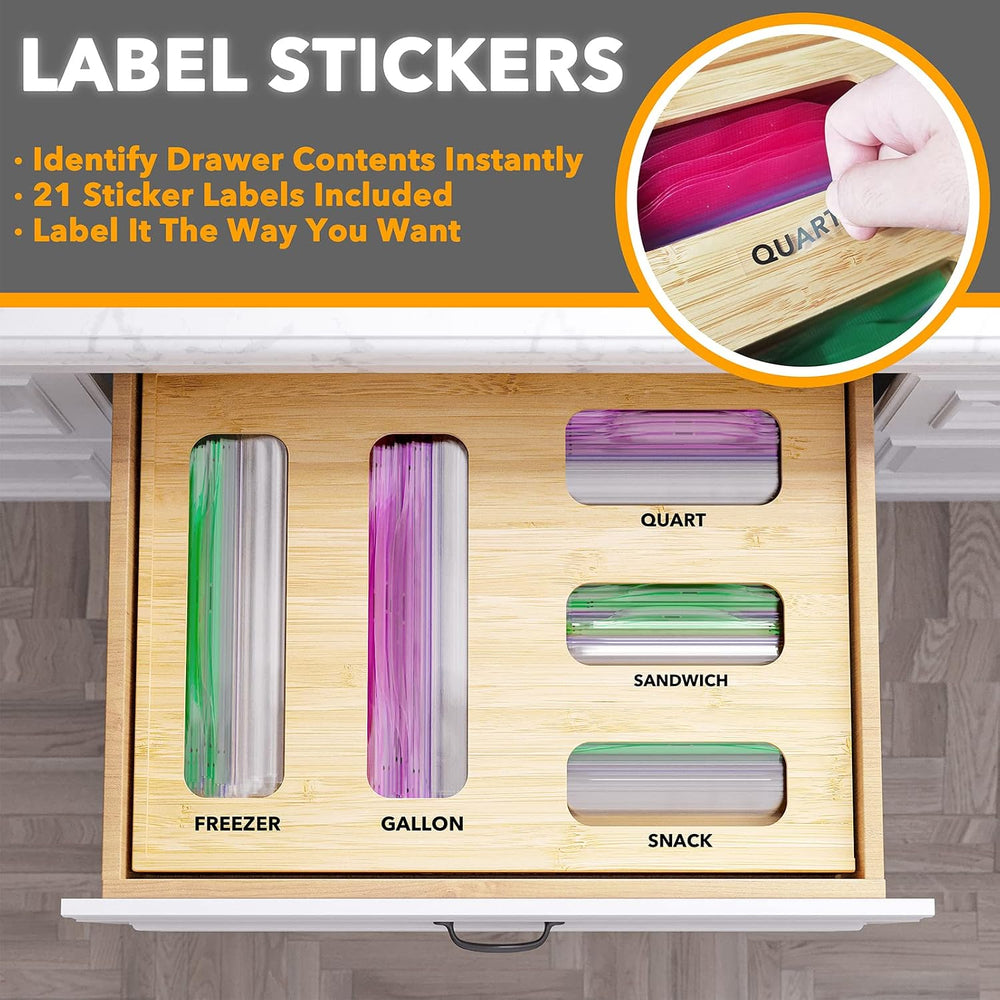 SpaceAid Bag Storage Organizer for Kitchen Drawer, Bamboo Organizer, Compatib...