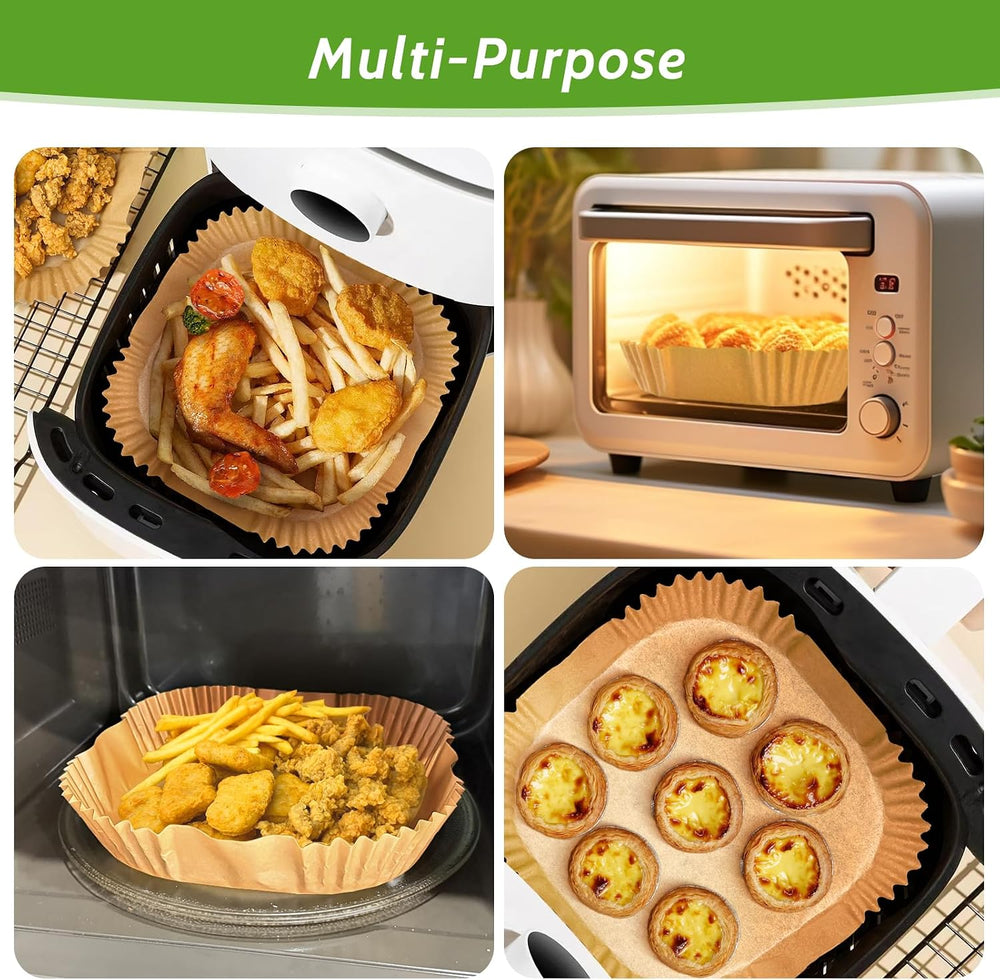 360 Pcs 8” Square Air Fryer Paper Liners Disposable Unbleached Heavy Duty