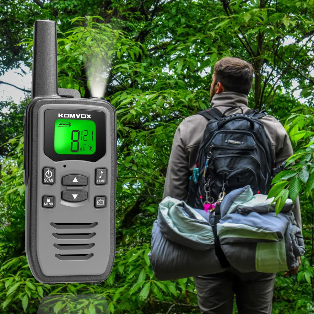 Gray Rechargeable Walkie Talkies for Adults, Long Range 36 Channels FRS Two W...