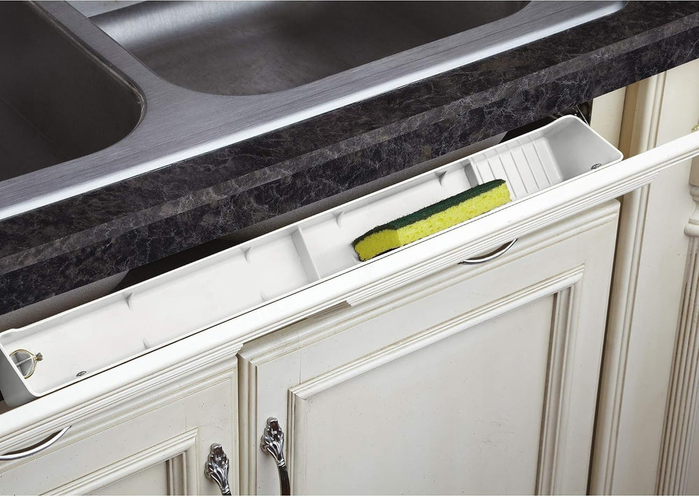 Rev-A-Shelf 30" Plastic Tip-Out Tray Organizer for Sink Base Cabinet, White
