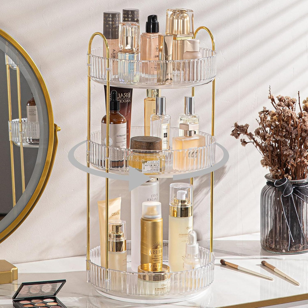 Rotating Makeup Organizer for Vanity, Large Capacity Skincare Perfume Storage...
