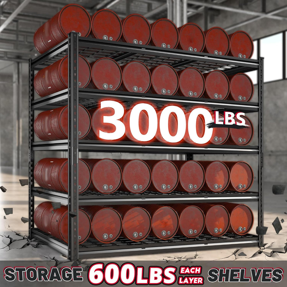 REIBII 5 Tier Garage shelving Heavy Duty for Basement Warehouse Pantry