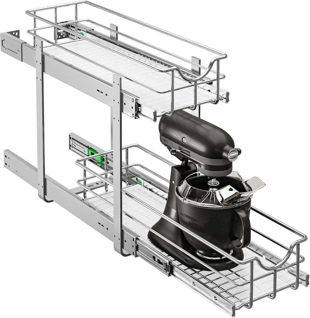 WelFurGeer 2-Tier Kitchen Cabinet Pullout Shelf and Drawer Organizer, Soft Cl...
