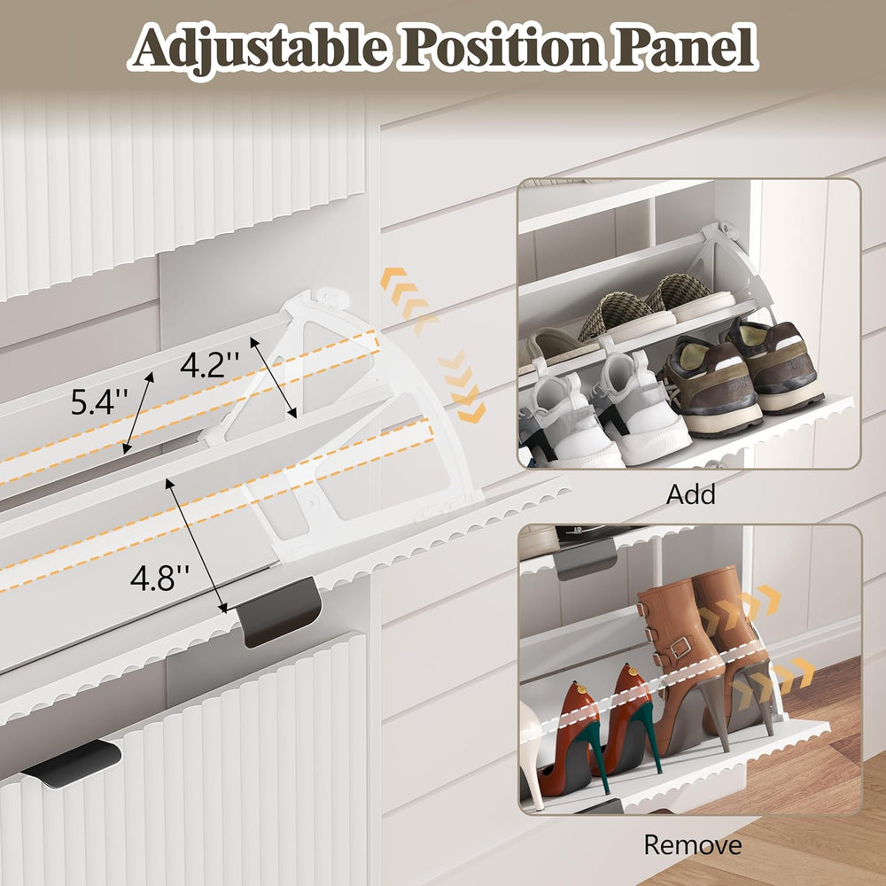 HUANLEGO Shoe Cabinet Storage for Entryway with 6 Flip Drawers, White