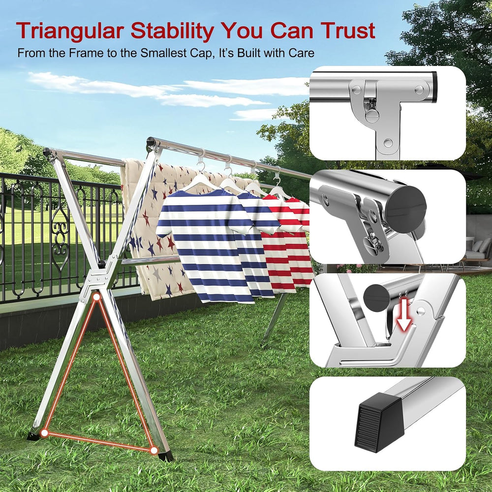 Clothes Drying Rack, Heavy-Duty Folding Laundry Drying Rack for Indoor Outdoo...
