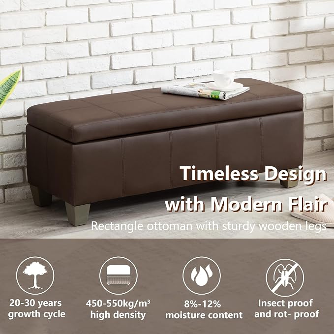 Brown Faux Leather Ottoman