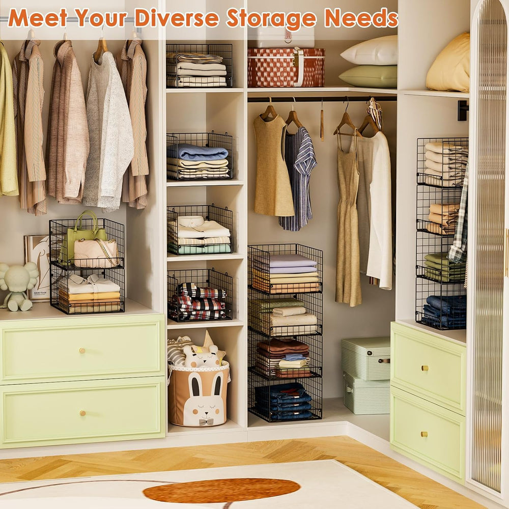 5-Tier Stackable Closet Storage Baskets, Closet Organizers and Storage Shelve...