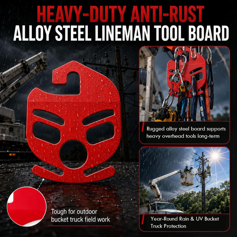 Heavy Load Lineman Tool Board, Multi-Shape Slots Rustproof Steel Holder