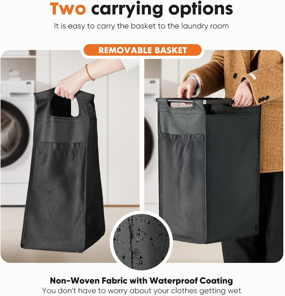 NEWBULIG Rolling Laundry Hamper with Removable Pull-Out Bag, Freestanding Clo...