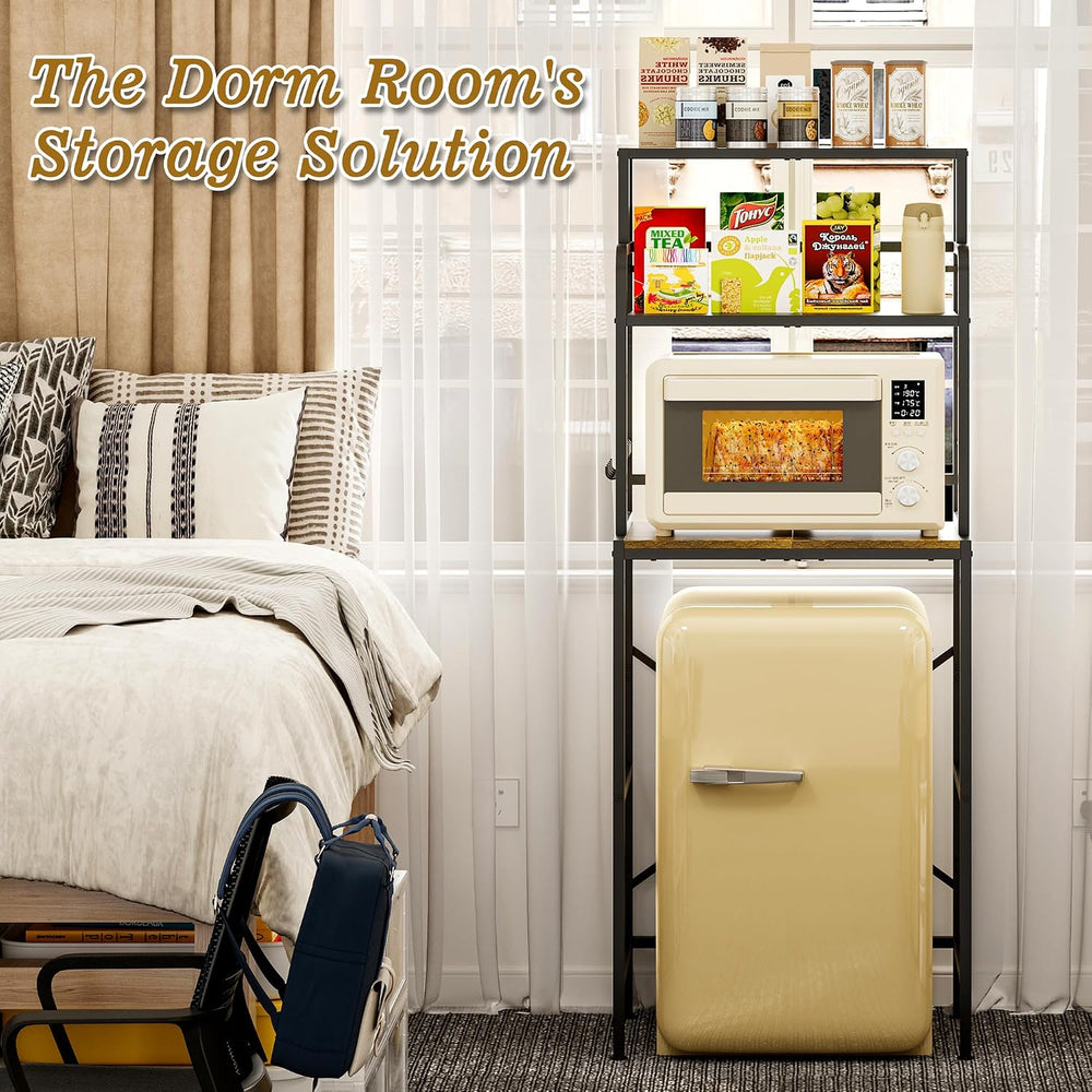 3 Tier Mini Fridge Stand Shelf with Storage for Kitchen and Dorm