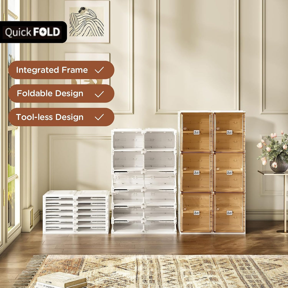 ANTBOX Shoe Organizer Storage Box, Portable Folding Shoe Rack For Closet With...