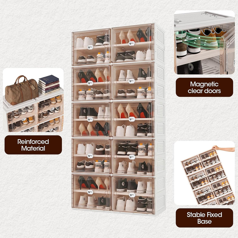 White Foldable Shoe Rack Organizer for 40 Pairs