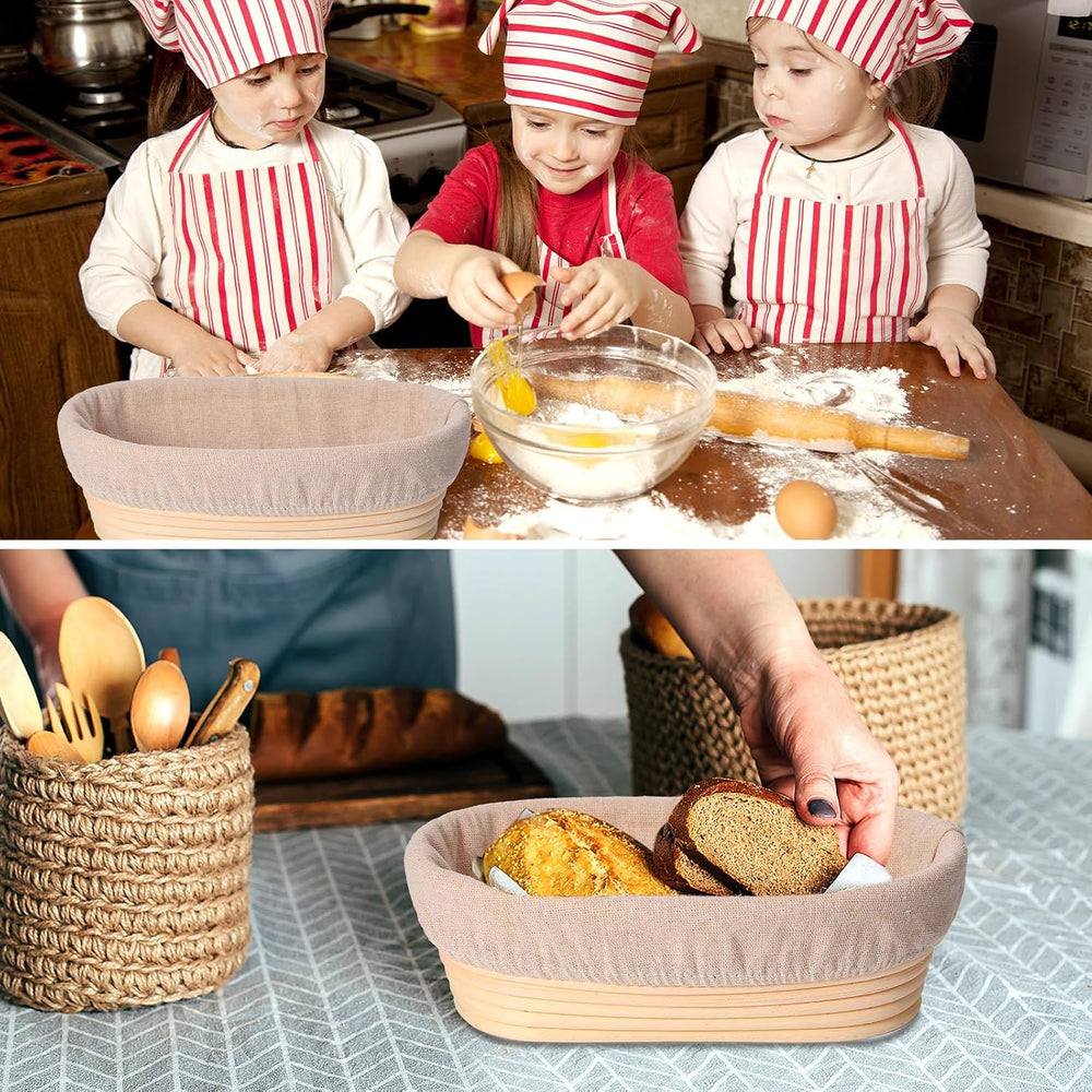 Gejoy 12 Set Bread Proofing Baskets Oval Shaped Banneton Dough Proofing Bowls...