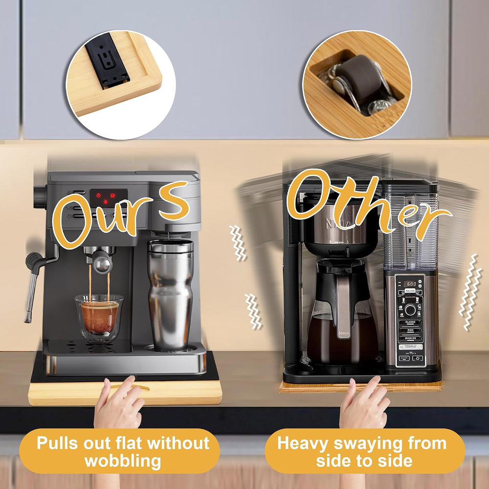 MinBoo Bamboo Appliance Slider,Sliding Tray for Coffee Maker, Kitchen Counter...