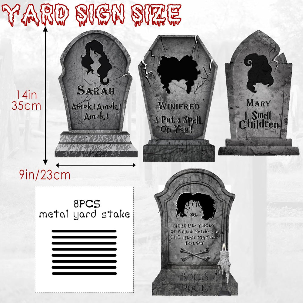 Metal Halloween Graveyard Tombstones Yard Stakes Signs