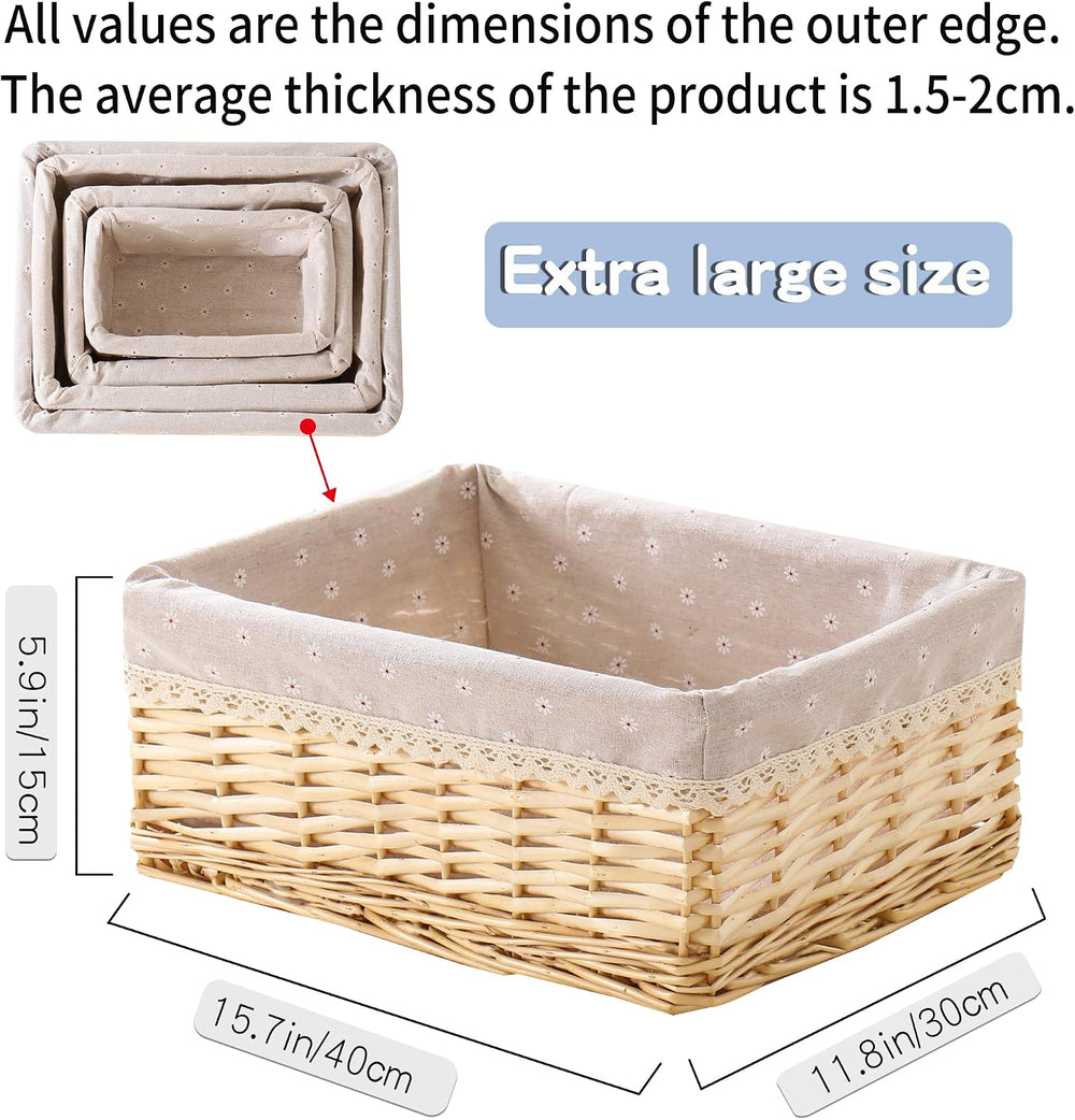 Handcrafted Shelf Basket, Handwoven Wicker Basket, for Storage & Organizi...