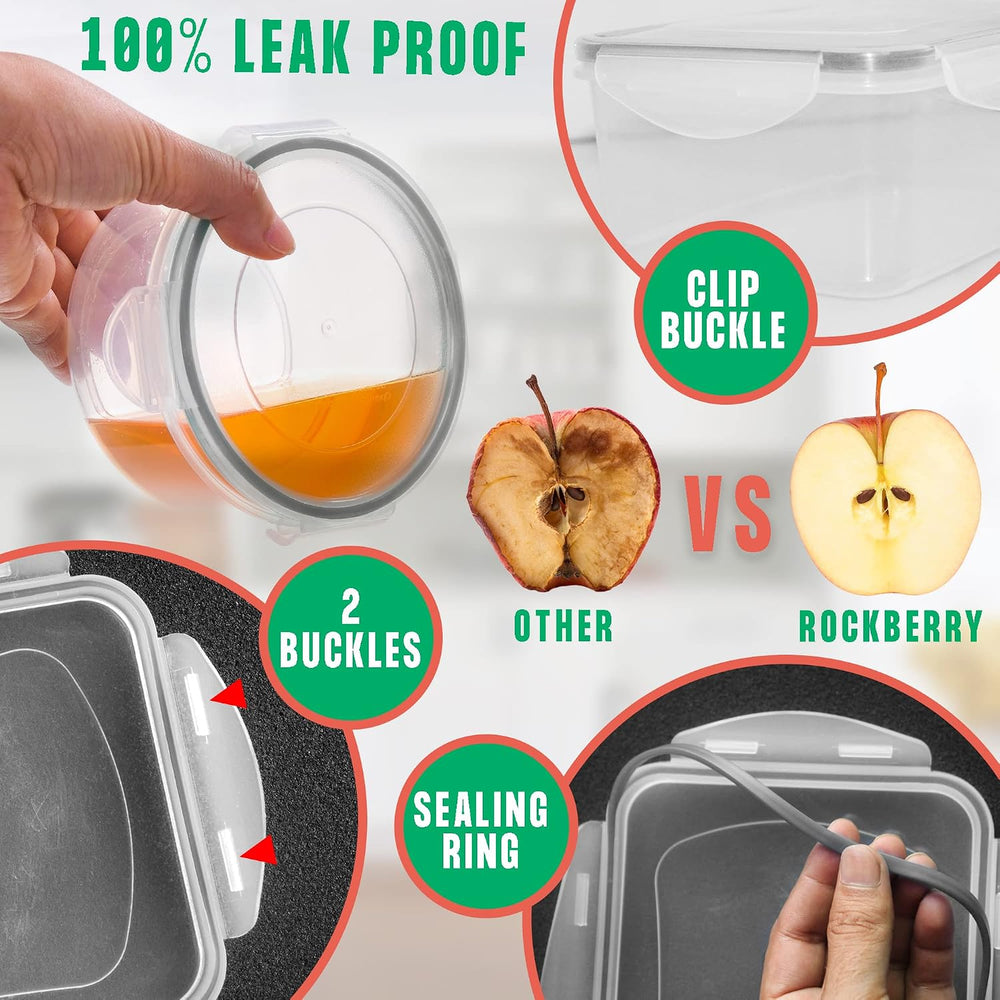 RockBerry 50 Pcs Large Food Storage Containers with Lids Airtight-85 OZ to sm...