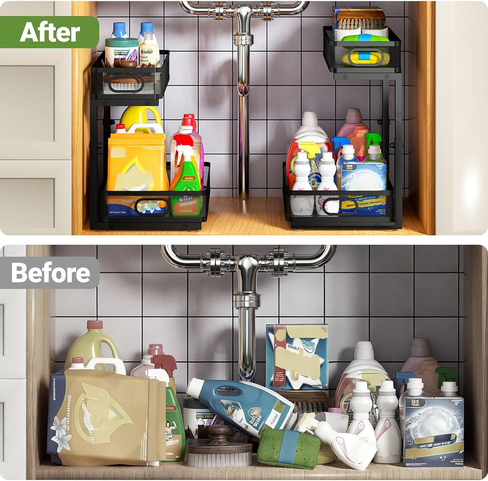 Under Sink Cabinet Organizer 2-Pack for Kitchen&Bathroom