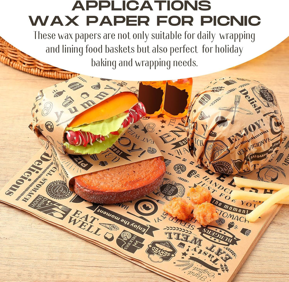 Outus 600 Pcs 10 x 10 Inch Deli Wax Paper Sheets, Brown