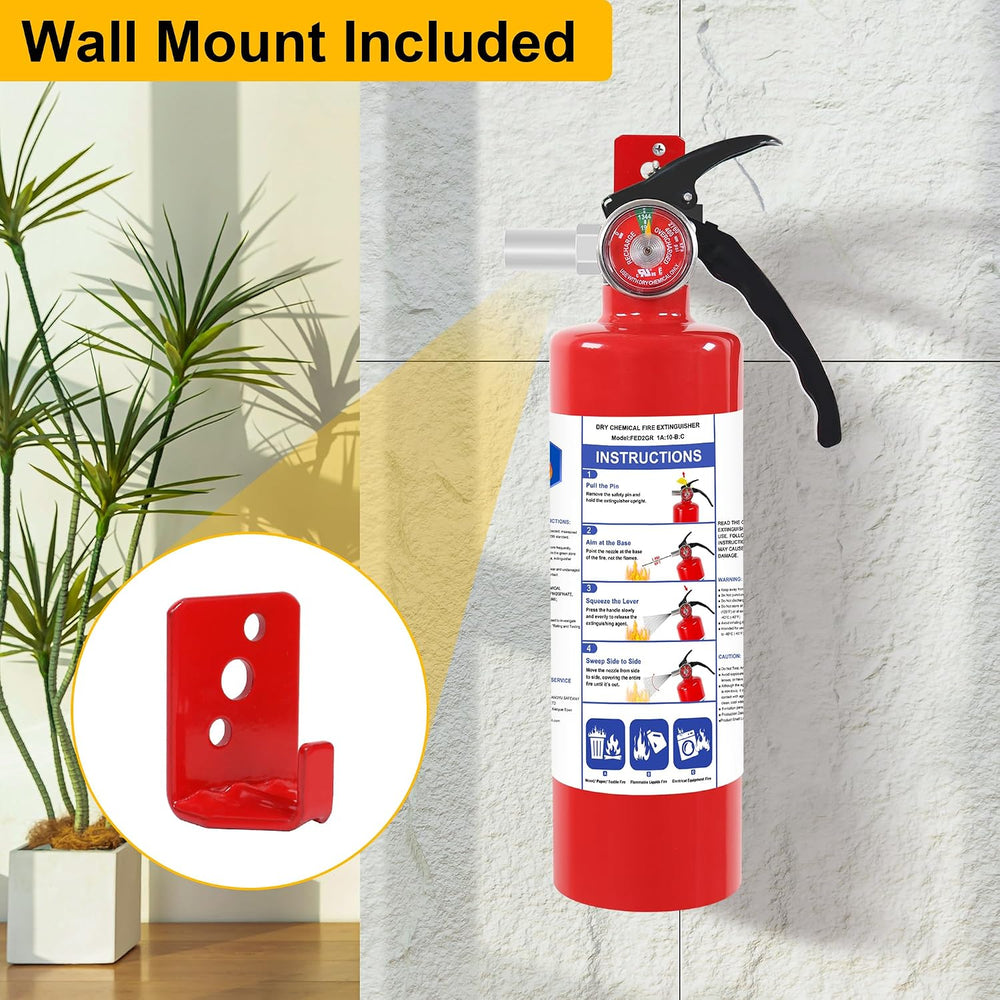 2 Pack ABC Dry Chemical Fire Extinguishers with Mount
