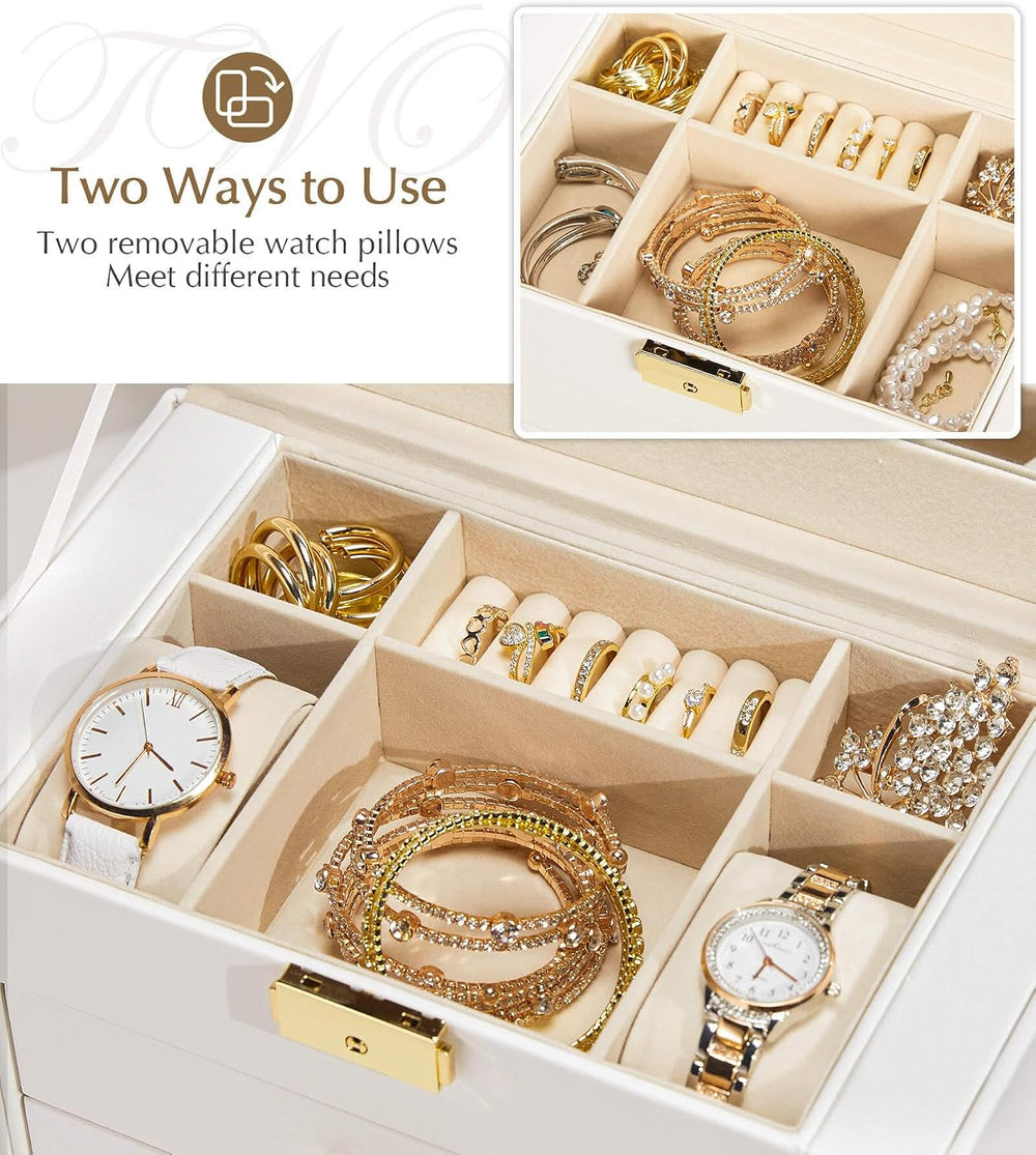 Homde Jewelry Box Large for Women: 6 Layers Organizer with 5 Drawers