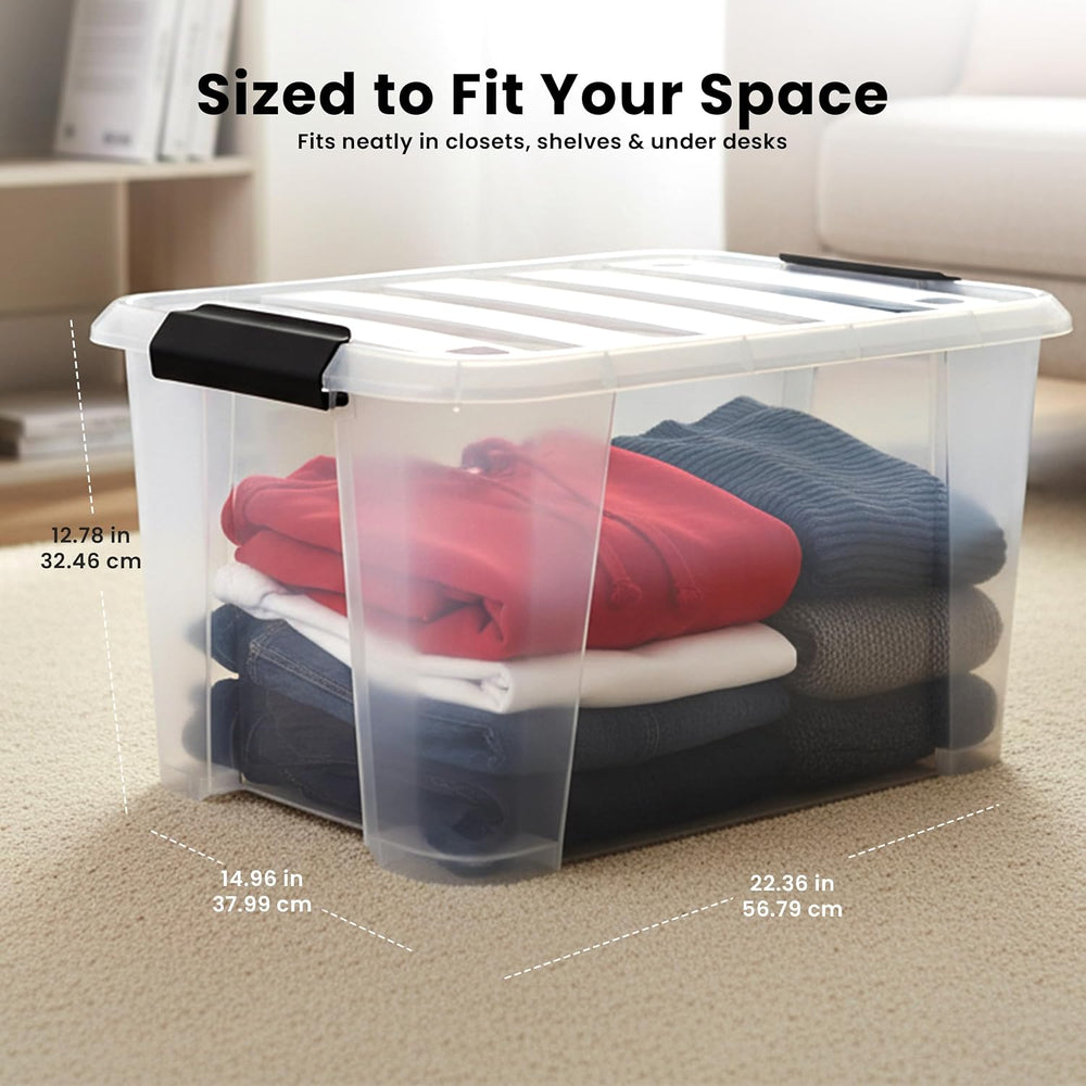 55 Qt Storage Bins with Lids, Clear Stackable, 6 Pack