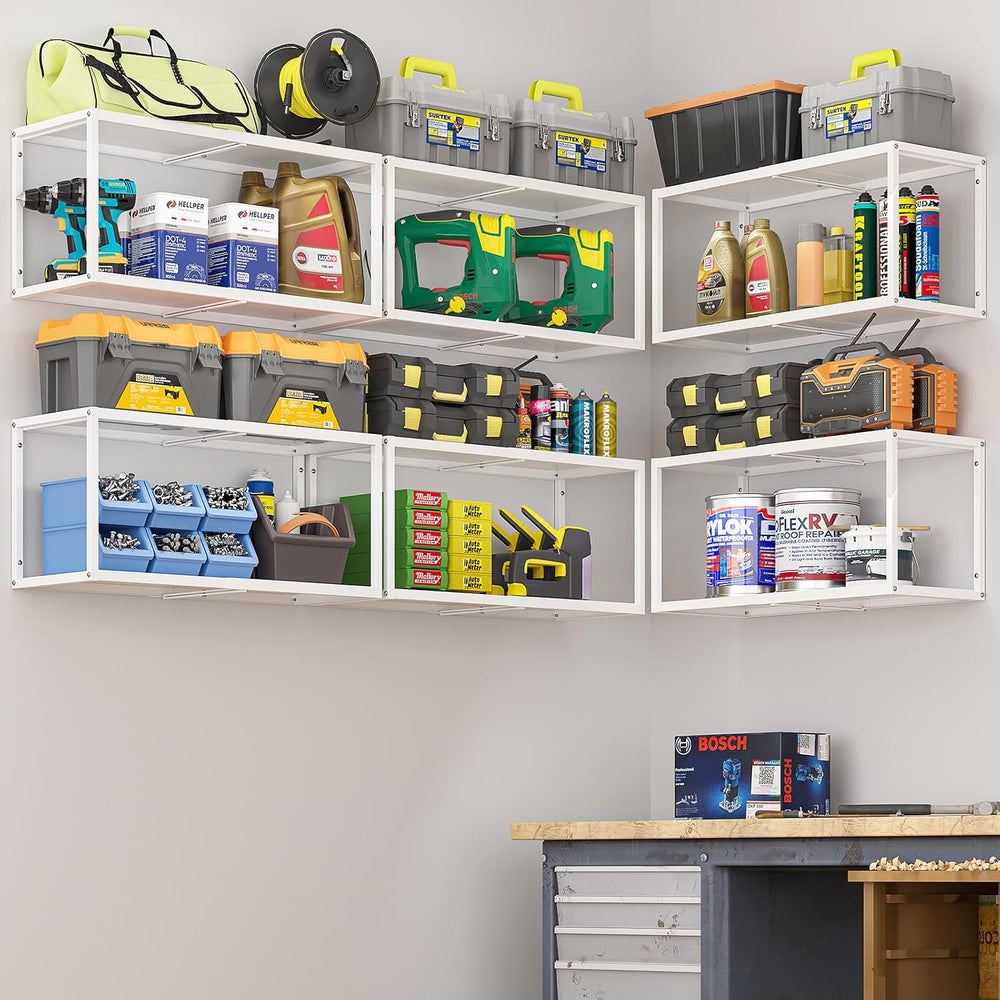 ThreeHio 2 Pack Expandable Garage Shelves Wall Mount, Heavy Duty Garage Wall ...