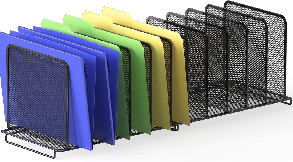 Simple Houseware 5 Section Upright File Sorter Organizer, Black - 2 Pack