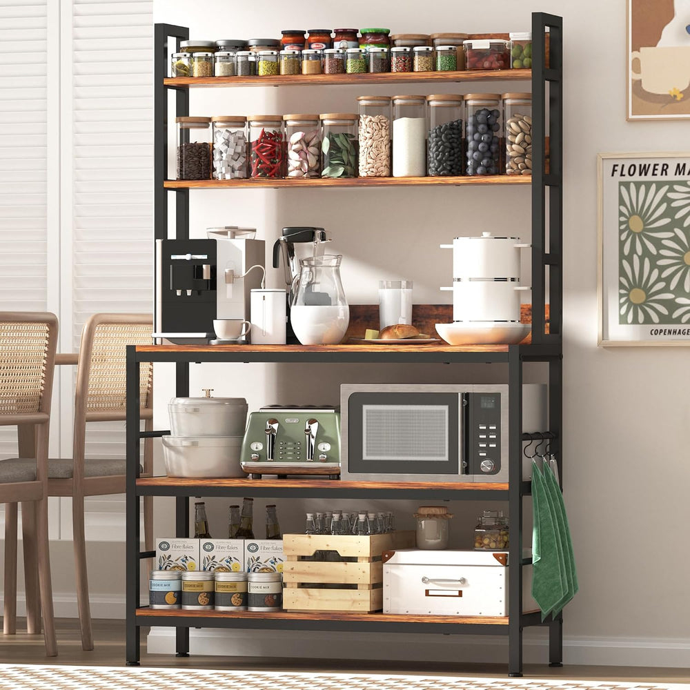 Kitchen Bakers Rack with Storage Shelves,5-Tier Free Standing Storage Shelf R...