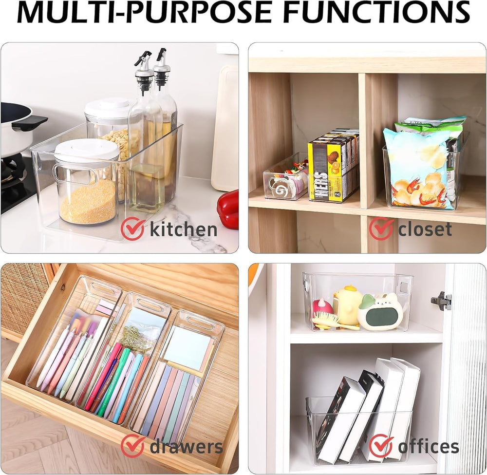 Clear Plastic Storage Bins 8 Pack - Pantry Organizers and Storage, Fridge Org...