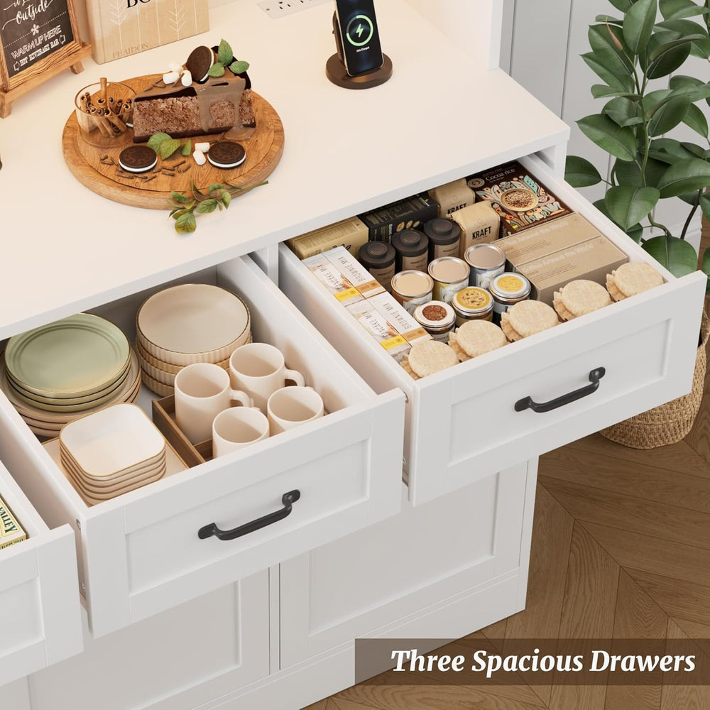 HOSTACK Kitchen Pantry Storage Cabinet, Tall Kitchen Hutch Cabinet, White