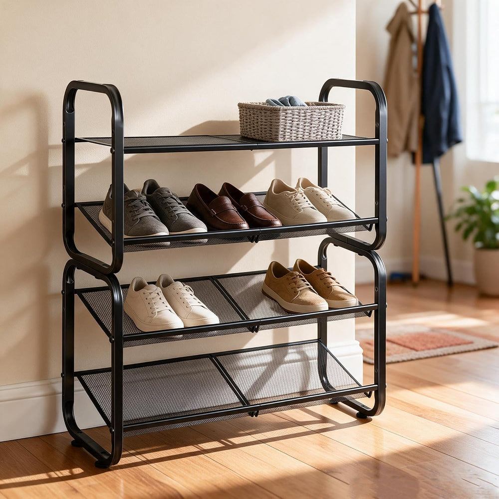 4 Tiers Metal Shoe Rack for Entryway Closet Hallway Bedroom Garage