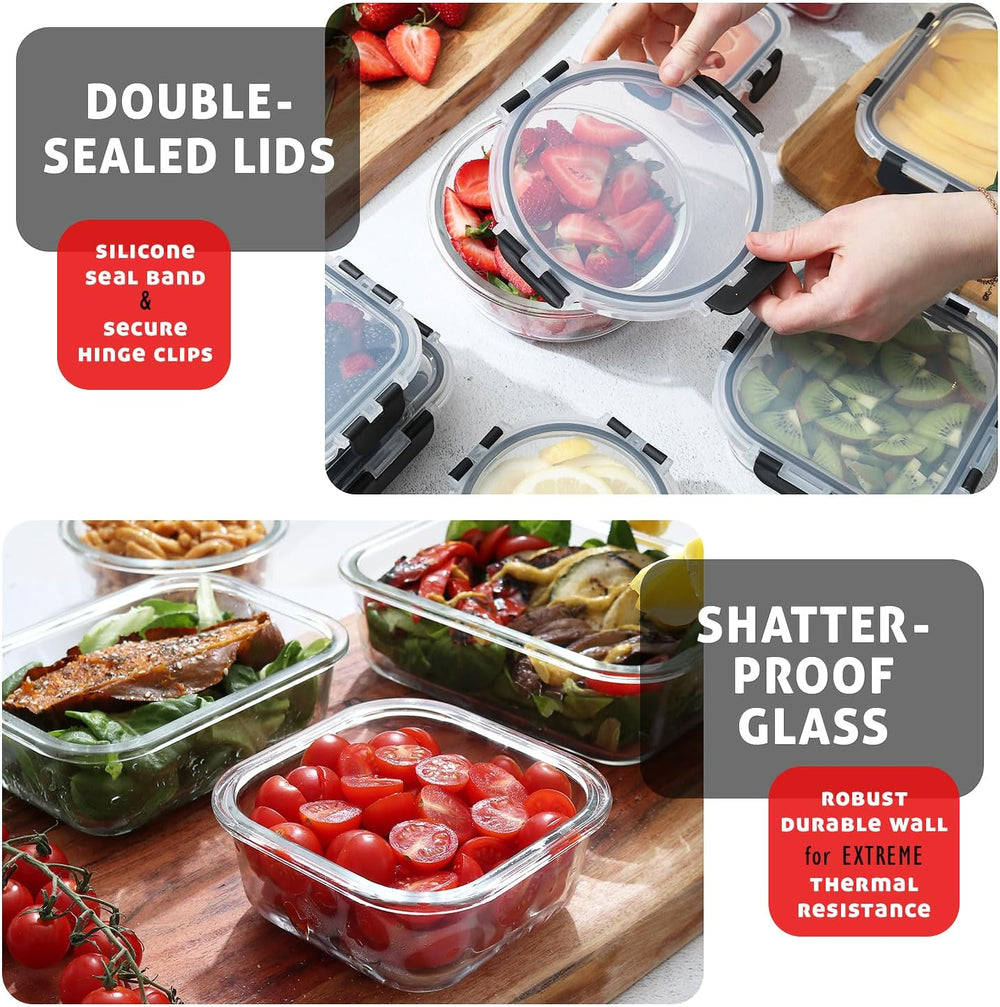 Nestl 48pc Glass Storage Containers with Lids, 24 Glass Food Storage Containe...