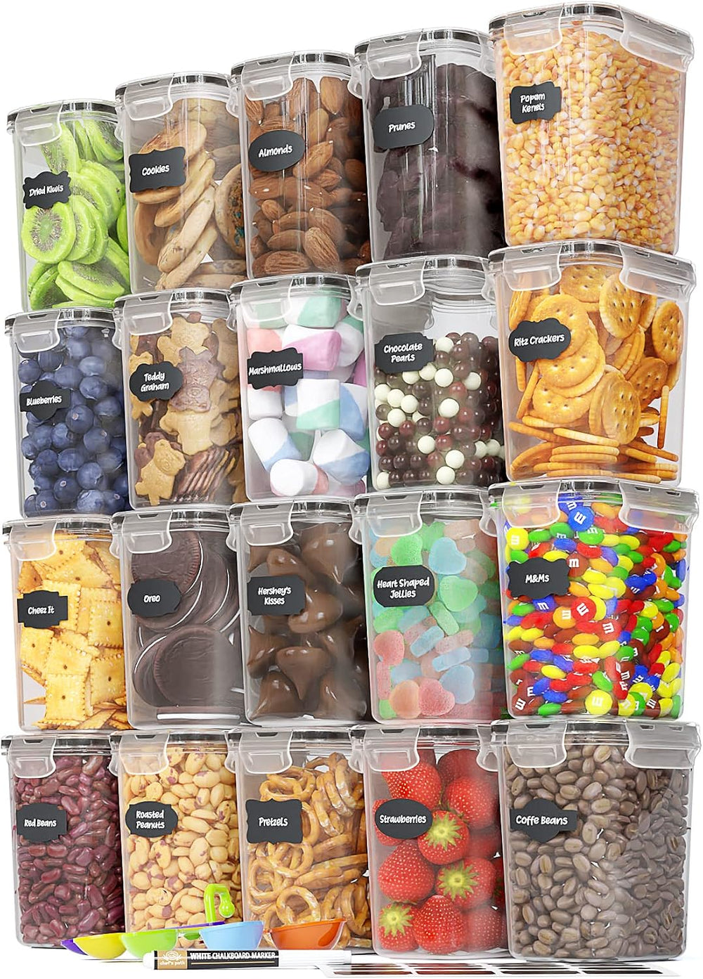 Chef's Path Airtight Plastic Food Containers with Lids - 20 Pack (1.6 Lit...