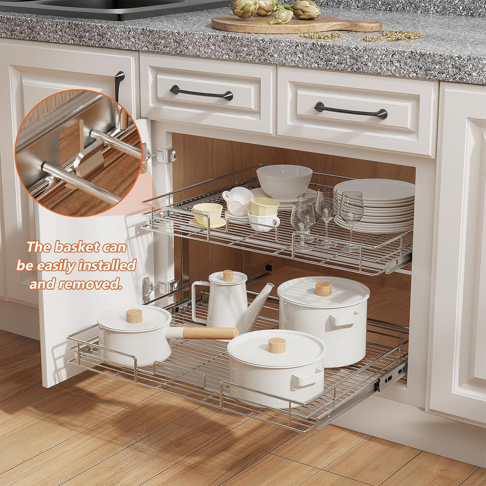 ROOMTEC Individual Pull Out Cabinet Organizer (25½"W x 21½"D), 2 Ti...