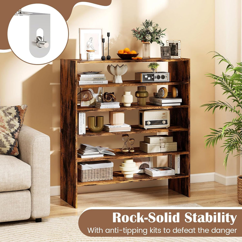 Tangkula 6-Tier Stackble Vertical Shoe Rack, Space Saving Wooden Corner Shoe ...