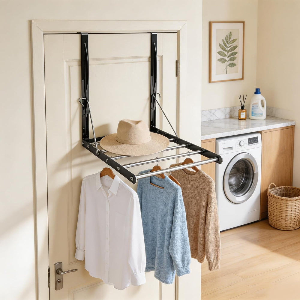 Over the Door Drying Rack, Adjustable Length Clothes & Towel Rack