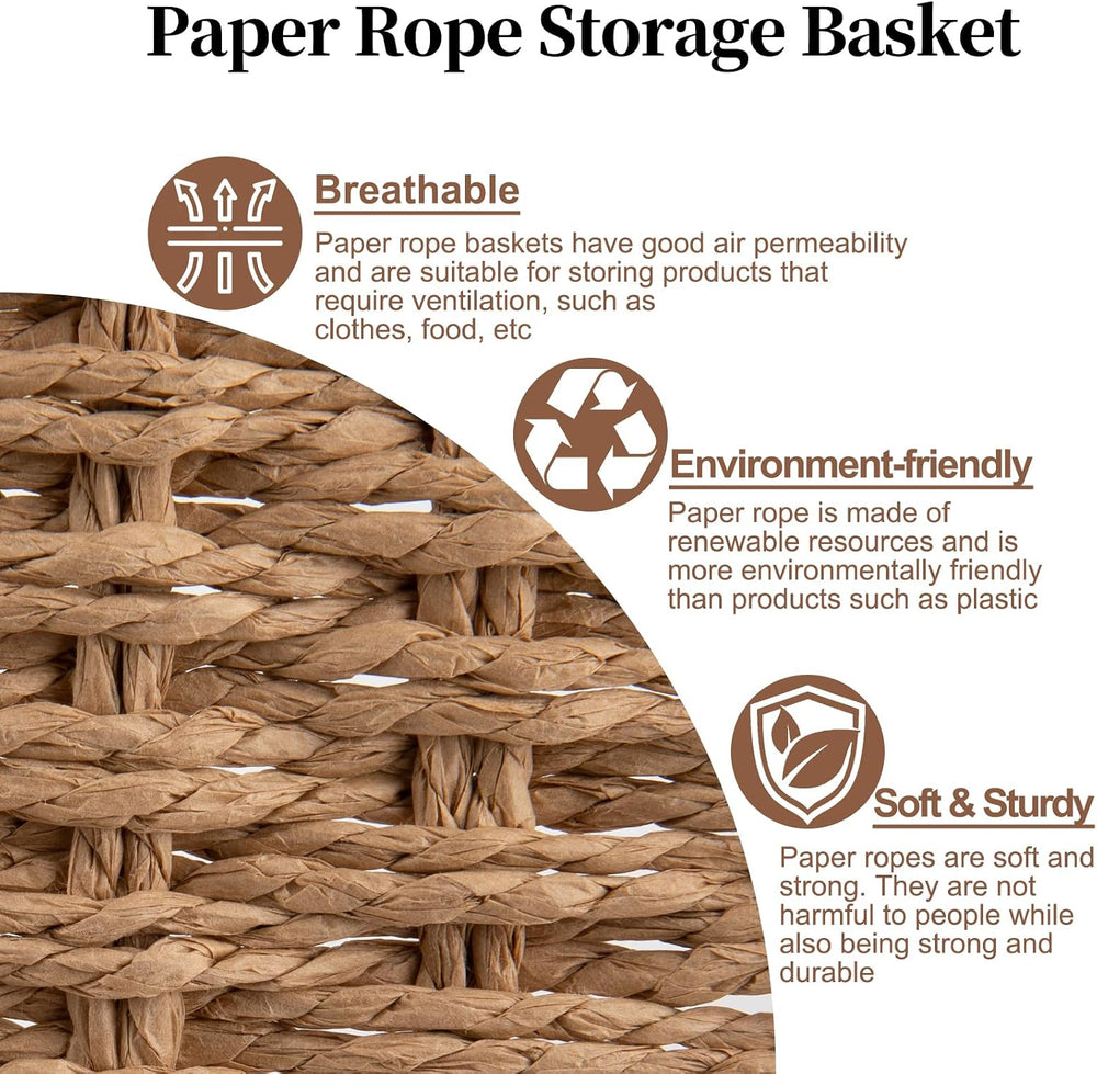 OIAHOMY Wicker Storage Basket with Lid & Lock, Lidded Storage Bins, Decor...