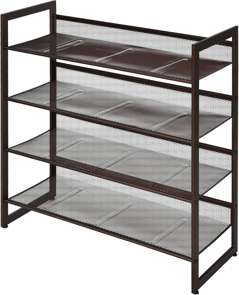 Tangkula Freestanding 4-Tier Metal Shoe Rack, Brown