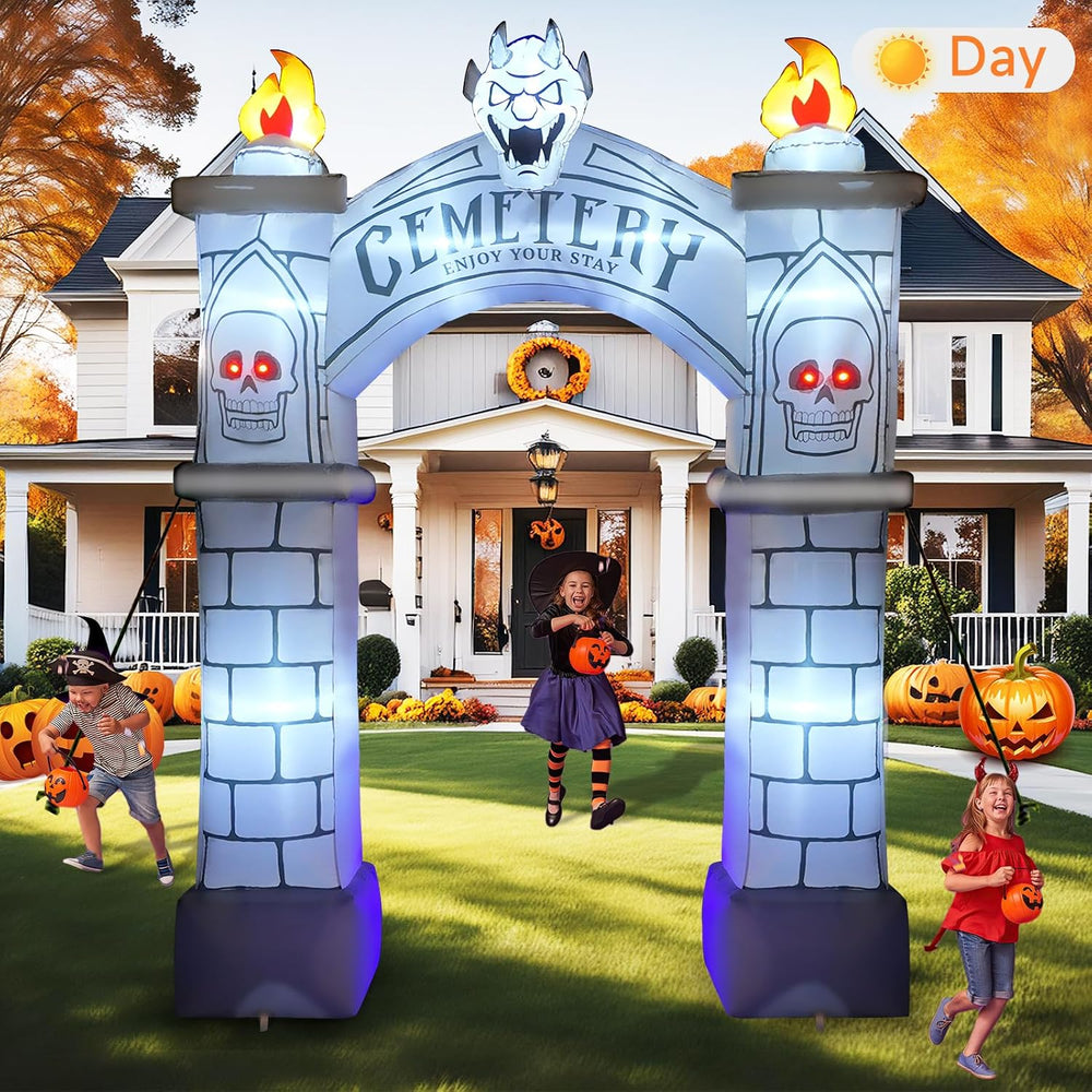 9.5FT Halloween Inflatable Archway, Giant Blow up Arch Yard Decorations with ...